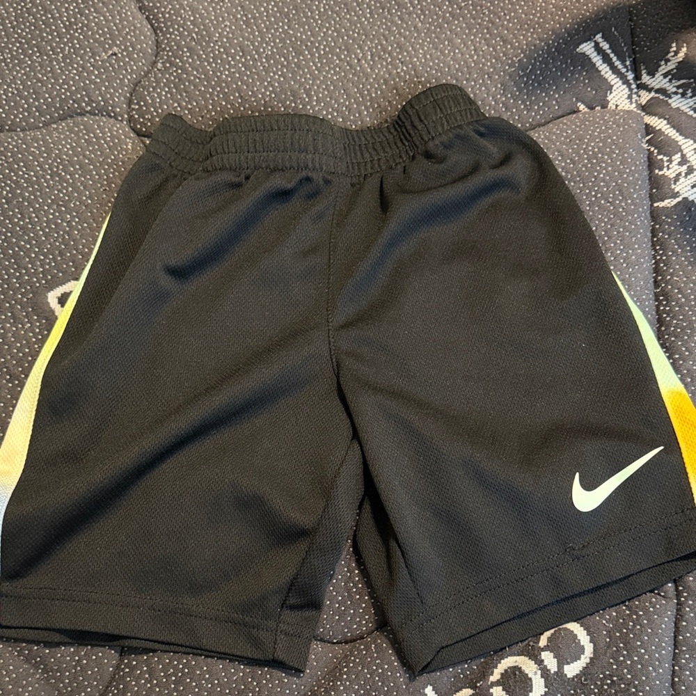 Nike Black Kids' Athletic Shorts with Yellow Side Panels
